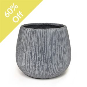 V-Pot Rnd Carve Grey R 25x25x21cm