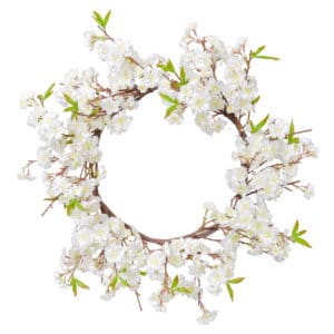 Foliage Cherry Blossom Wreath Cream 66cm