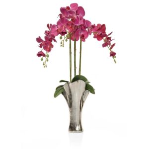 AN-Dk Pink Orchids XJ in Tall Leaf Vase 85cm