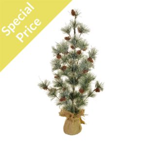 CH-Topiary Pine Needle Tree W/Lghts 57cm