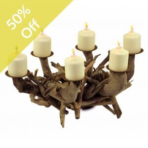 Q-Driftwood Candle Holder 56x32x22cm 6