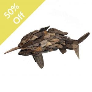 Q-Driftwood Blue Marlin Fish 53x7x12cm