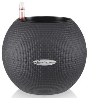 LECHUZA PURO Color 20 Slate Poly Resin Table Self-watering Planter with Substrate D20 H16 cm, 5 ltrs Cap.