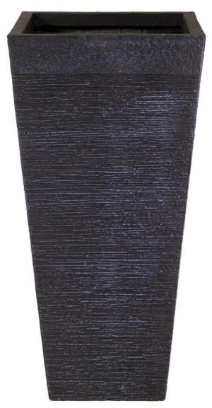 Ribbed Black Light Concrete Tapered Planter by IDEALIST Lite H89 L43 W43 cm, 165 ltrs Cap.