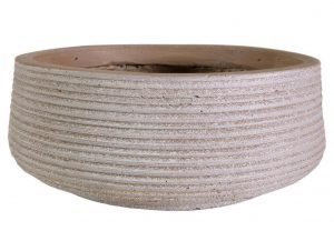 Large Ribbed Taupe Light Concrete Bowl Planter by IDEALIST Lite H12 D31 cm, 9 ltrs Cap.