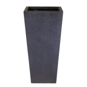 Tall Tapered Contemporary Faux Lead Dark Grey Light Concrete Planter by IDEALIST Lite H38.5 L18.5 W18.5 cm, 13 ltrs Cap.