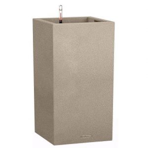 LECHUZA CANTO Stone 30 High Cream Poly Resin Floor Self-watering Planter with Substrate H56 L30 W30 cm, 12 ltrs Cap.