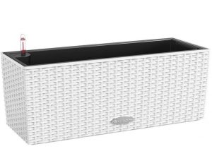 LECHUZA BALCONERA Cottage 50 White Poly Resin Window Box Self-watering Planter with Substrate H19 L50 W19 cm, 18 ltrs Cap.