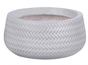 Plaited Style White Bowl Outdoor Planter by Idealist Lite D24 H12 cm, 5.4 ltrs Cap.