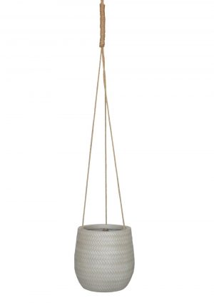 Plaited Style Beige Hanging Indoor Egg Planter by Idealist Lite D22 H22 cm, 8.4 ltrs Cap.