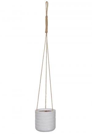 Plaited Style White Hanging Cylinder Round Indoor Planter by Idealist Lite D18 H18 cm, 4.6 ltrs Cap.
