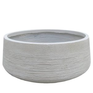 Ribbed Beige Light Concrete Bowl Planter by IDEALIST Lite D31 H12 cm, 9 ltrs Cap.