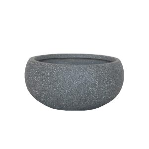 Textured Concrete Effect Grey Bowl Outdoor Planter by Idealist Lite D30 H14 cm, 9.9 ltrs Cap.