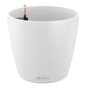 LECHUZA CLASSICO Color 21 White Poly Resin Table Self-watering Planter with Substrate D21 H20 cm, 7 ltrs Cap.