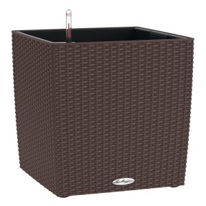 LECHUZA CUBE Cottage 30 Mocha Poly Resin Floor Self-watering Planter with Substrate H30 L30 W30 cm, 27 ltrs Cap.