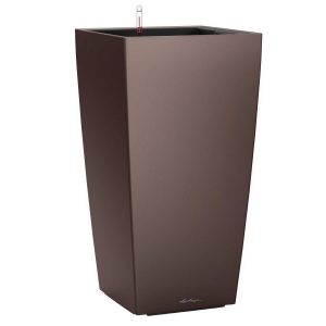 LECHUZA CUBICO 50 Coffee Poly Resin Floor Self-watering Planter with Substrate H95 L50 W50 cm, 238 ltrs Cap.