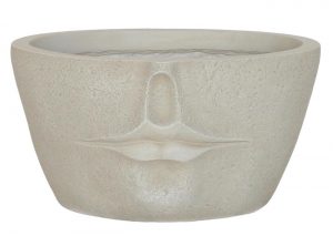 Textured Concrete Effect Face Beige Oval Outdoor Plant Pot with Lips by Idealist Lite H16.5 L30 W22.5 cm, 5.8 ltrs Cap.