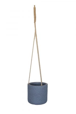Honeycomb Style Grey Hanging Cylinder Round Indoor Planter by Idealist Lite D19.5 H19 cm, 5.7 ltrs Cap.