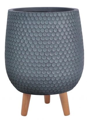 Honeycomb Style Slate Grey Indoor Egg Planter on Legs by Idealist Lite D22 H34 cm, 6.9 ltrs Cap.