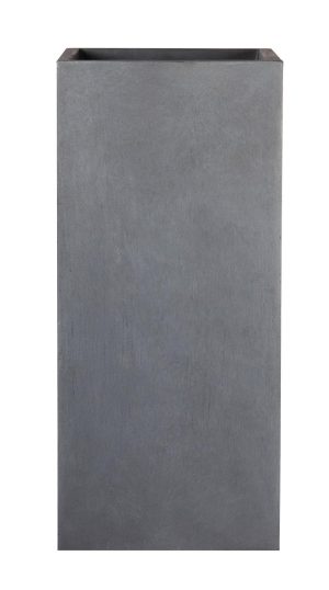 Tall Square Contemporary Faux Lead Dark Grey Light Concrete Planter by IDEALIST Lite H50 L21 W21 cm, 22 ltrs Cap.
