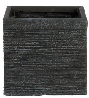 Ribbed Black Light Concrete Square Planter by IDEALIST Lite H28 L30 W30 cm, 25 ltrs Cap.