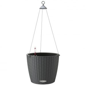 LECHUZA NIDO Cottage 28 Granite Hanging Poly Resin Self-watering Planter with Substrate D27 H23 cm, 13 ltrs Cap.