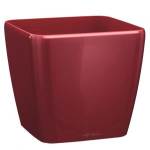 LECHUZA QUADRO Premium 28 Scarlet Red High Gloss Poly Resin Table Planter Only H26 L28 W28 cm