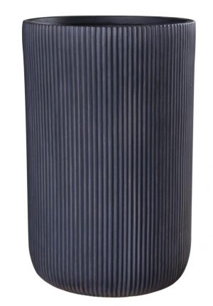 Ribbed Black Cylinder Outdoor Planter by Idealist Lite D24.5 H36.5 cm, 17.2 ltrs Cap.