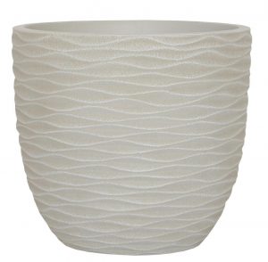 Wave Style Beige Outdoor Egg Planter by Idealist Lite D28 H26 cm, 16 ltrs Cap.