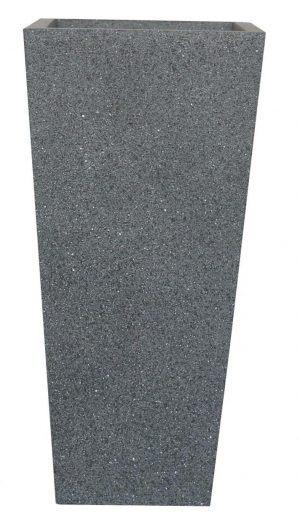 Textured Concrete Effect Tall Tapered Grey Outdoor Planter by Idealist Lite W18.5 H39 L18.5 cm, 13.3 ltrs Cap.