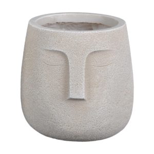 Textured Concrete Effect Face Beige Oval Outdoor Plant Pot by Idealist Lite L19 W18 H18.5 cm, 3.3 ltrs Cap.