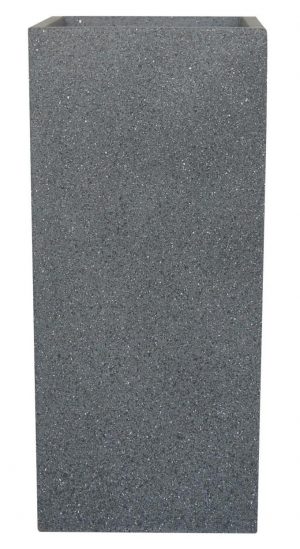 Textured Concrete Effect Tall Square Grey Outdoor Planter by Idealist Lite W21 H50.5 L21 cm, 22.3 ltrs Cap.