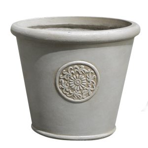 Rustic Style Rolled Rim Beige Wide Vase Outdoor Planter by Idealist Lite D30.5 H26 cm, 19 ltrs Cap.