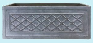 Window Box Faux Lead Lattice Grey Light Stone Planter by IDEALIST Lite W17 H17 L50 cm, 14 ltrs Cap.