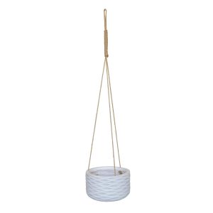 Wave Style White Hanging Cylinder Round Indoor Planter by Idealist Lite D24 H14 cm, 6.3 ltrs Cap.