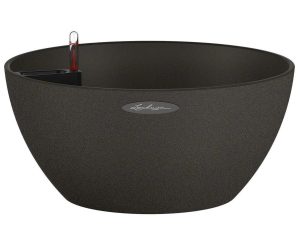 LECHUZA CUBETO Stone 30 Graphite Black Poly Resin Table Self-watering Planter with Substrate D30 H13 cm, 9.2 ltrs Cap.