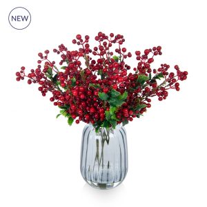 PP Berries and Holly in Vase JM 40cm
